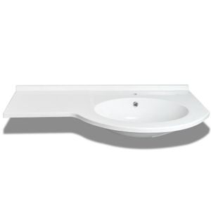 LAVABO - VASQUE Vasque à encastrer 105 cm salle de bain Blanc lavabo à droite