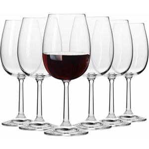 Verre à vin Krosno Petite Verre à Vin Rouge en Cristal - Lot de 6 Verres - 350 ml - Collection Pure - Lavable au Lave-Vaisselle