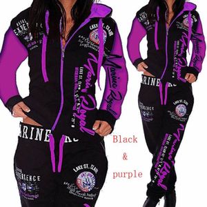 SURVÊTEMENT Sportswear,ZOGAA 2021 femmes 2 pièces Sportwear automne hiver femme costume mode à capuche Joggers femmes sport - Type Purple
