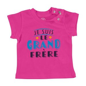 T-SHIRT T-shirt Bébé Manche Courte Rose Je Suis le Grand F