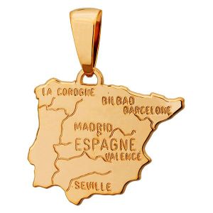 Pendentif CARTE ESPAGNE Plaque Or Neuf