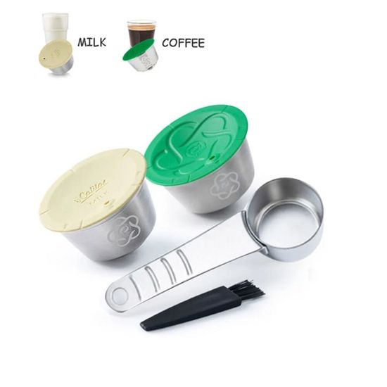 9 Dosettes Réutilisables Dolce Gusto + Accessoires – Capsules Rechargeables Café Avec Cuillères Et Brosses De Nettoyage