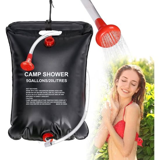Navaris Douche solaire - Lot 2x Douche solaire de camping 20L - Sac d'eau randonnée festival activité extérieure - Douchette avec tuyau pommeau Navaris Douche solaire - Lot 2x Douche solaire de camping 20L - Sac d'eau randonnée festival activité extérieure - Douchette avec tuyau pommeau