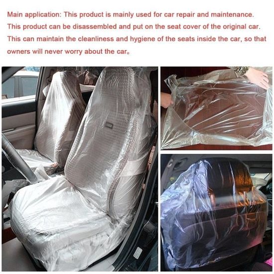 Housses de siège en plastique jetables pour voiture 100 pièces, housses de  siège de protection transparentes universelles pour chaise de voiture