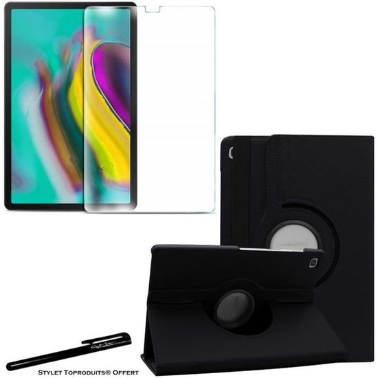 Étui De Protection Pour Samsung Galaxy Tab S5e – Support Rotatif 360° – Noir Similicuir – Neuf