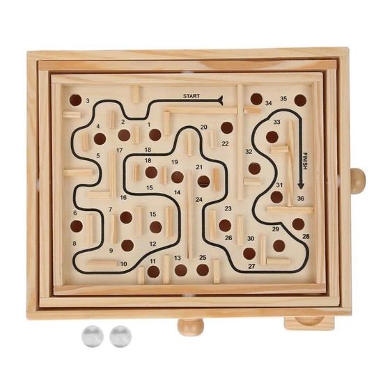 Jeu de labyrinthe bois standard avec obstacles adresse et précision avec  billes métal