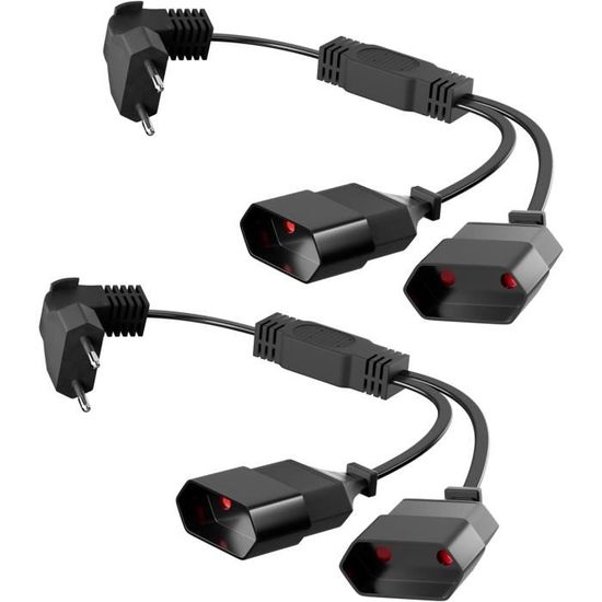 Pack De 2 Rallonges D'Alimentation, Rallonge 2 En 1 Prise Type C Prise ...