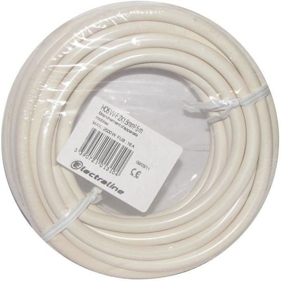 Electraline 11401 Couronne de Cable H05 VV-F 2X1 10M Noir