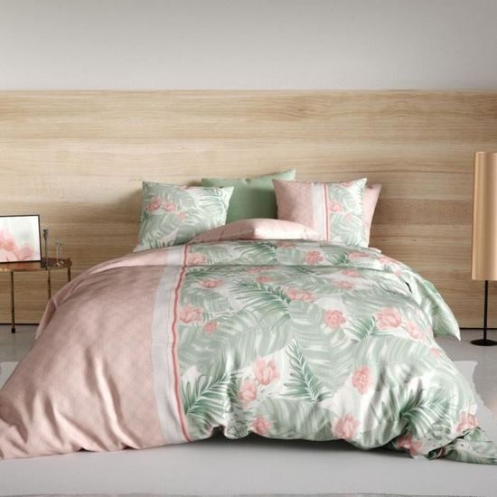 Parure Lit 240x260 Housse De Couette 240x260cm Motif Palmier Tropical | Microfibre Douce | 2 Taies 65x65cm | Blanc Et Or Housse De Couette 200x200