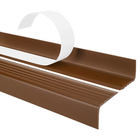 80cm profilé d'escalier nez de marche adhésif antidérapant PVC marron ND, 40 x 25 mm