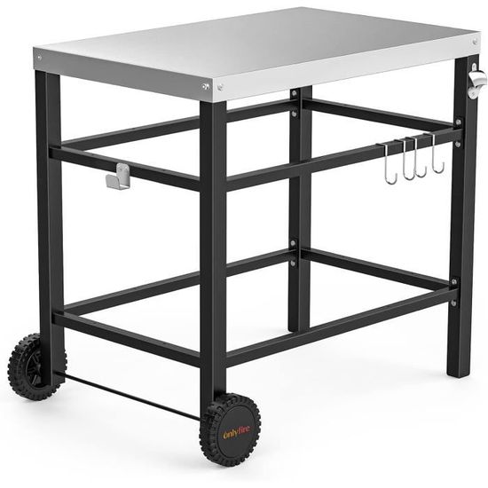 Tablette Latérale Pour Barbecue Weber 57cm - Acier Inox Avec Porte Sopalin Et Crochets - Pour Master-Touch
