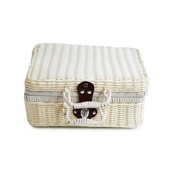 Panier En Rotin Artificiel Avec Poignée - Valise De Pique-Nique, Rangement Déco - Tissé à La Main - 3 Tailles - 3
