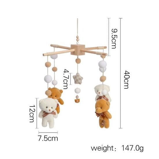 Cloche De Lit Bébé, Mobile Musical Fait à La Main, Cadeau Pour Bébé, Décor Coloré [Larus Canus