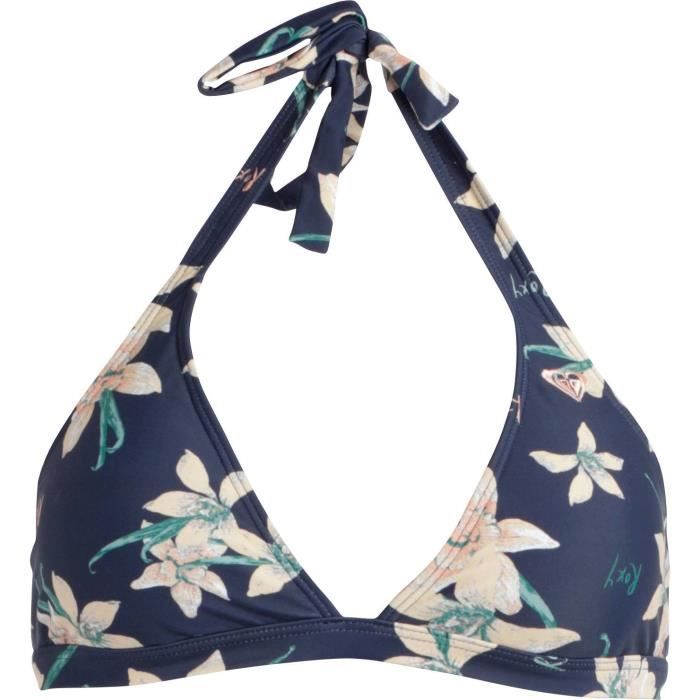 ROXY Haut de maillot de bain FLOWER FIELD 70S HALTER - Femme - Marine