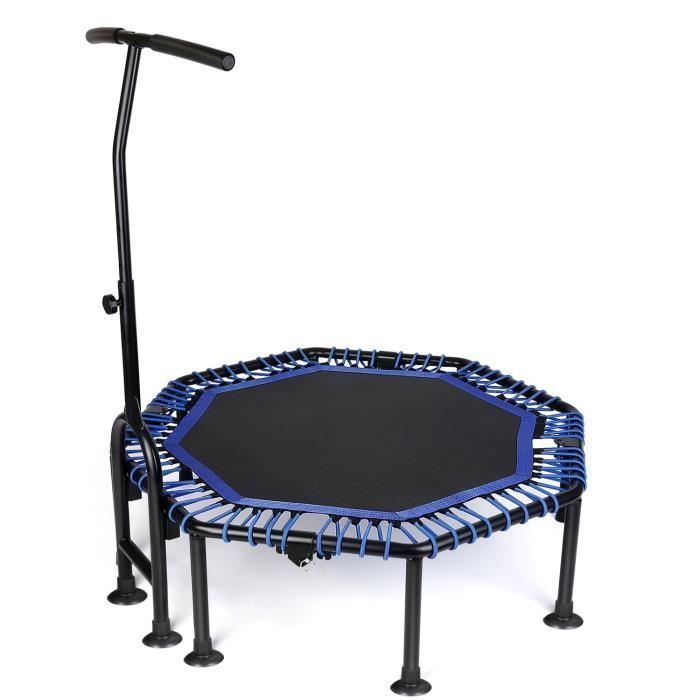 AMZDEAL Trampoline de Fitness - Poignée T - Réglable en Hauteur - Coussin de Pied à Ventouse - avec Support pour Téléphone - Orange