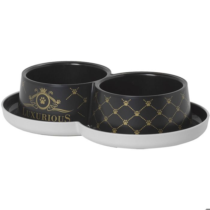 Double gamelle sérigraphiée Luxurious 2 x 350 ml Blanc