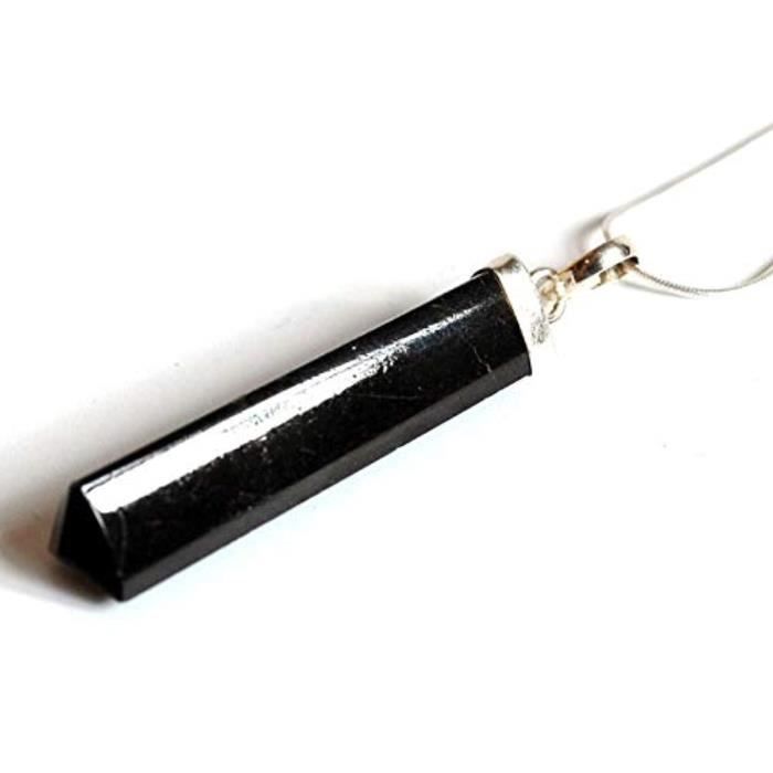 Pendentif Vendu Seul JQELO pierre de protection pour femme - pendentif en cristal de tourmaline noire chargée d'énergie reiki, argen