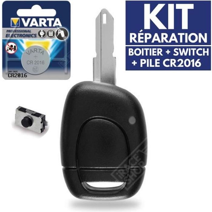 Coque de Télécommande Clé Plip pour RENAULT Scenic Twingo Clio Megane + Switch + Pile CR2016 VARTA