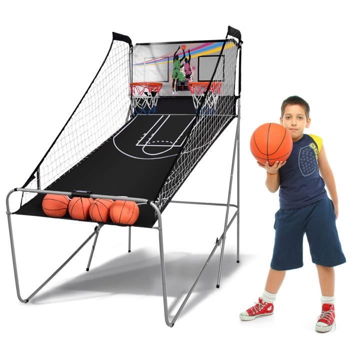 DREAMADE Jeu de basketball électrique, jeu de basket-ball intérieur interactif à 8 options des jeux, jeu de basketball pliant