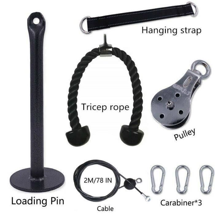 Fitness Poulie Système de câble DIY Chargement Broche de Levage Triceps Machine Corde entraînement Longueur réglable Home Gym
