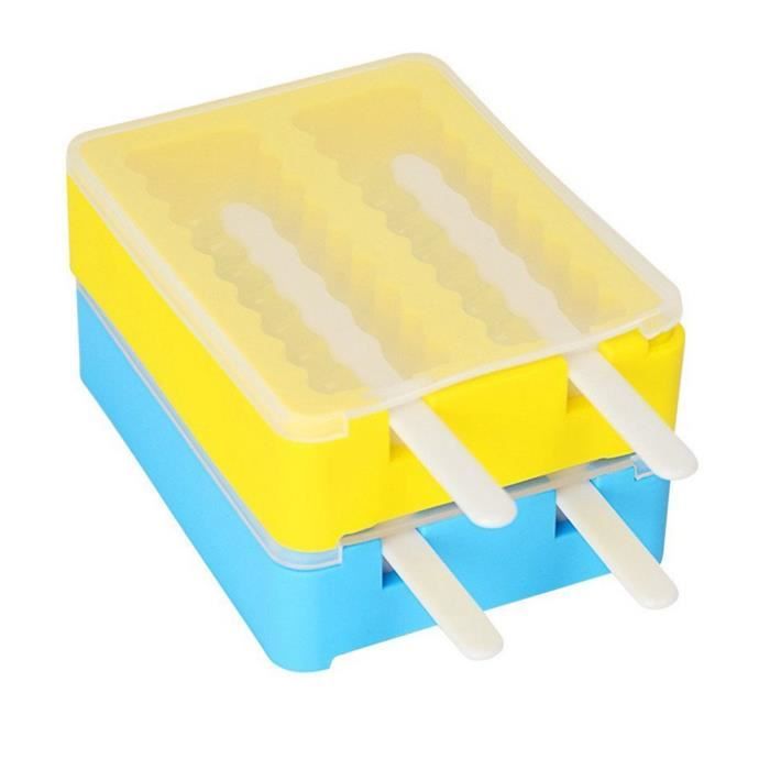 Warsoniod moulle a glace Lot de 2 esquimaux Ice Pop Mold DIY Sucettes Glacées avec Bâtonnets et Couvercles en Silicone,sans BPA