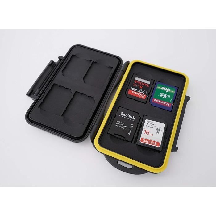 Ares Foto® MC-SD8 Boîte rangement de cartes mémoire - boîtier de protection - stockage pour 8 SD cartes - Étui de transport pour