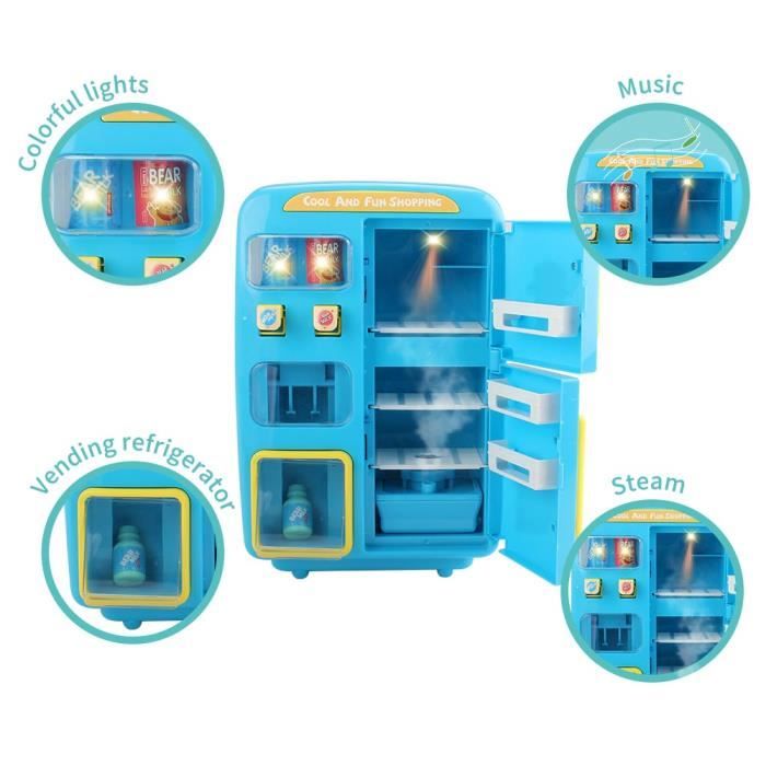 Simulation Électrique Réfrigérateur Distributeur Ustensiles De Cuisine Bleu Enfants Mignon Cuisine Faire semblant Jouer