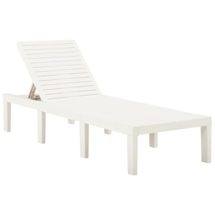 Soldes ®6365Moderne Chaise longue de jardin Haut de gamme Bain de Soleil Fauteuil de Jardin, Transat, Plastique Blanc
