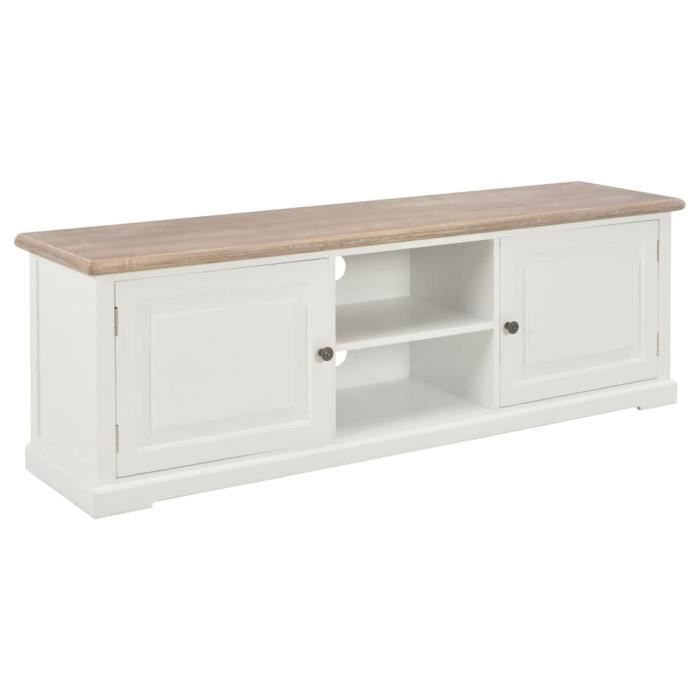 HELLO SHOP Meuble TV Contemporain Blanc 120 x 30 x 40 cm Bois Style Essentiel®GDUPNS®