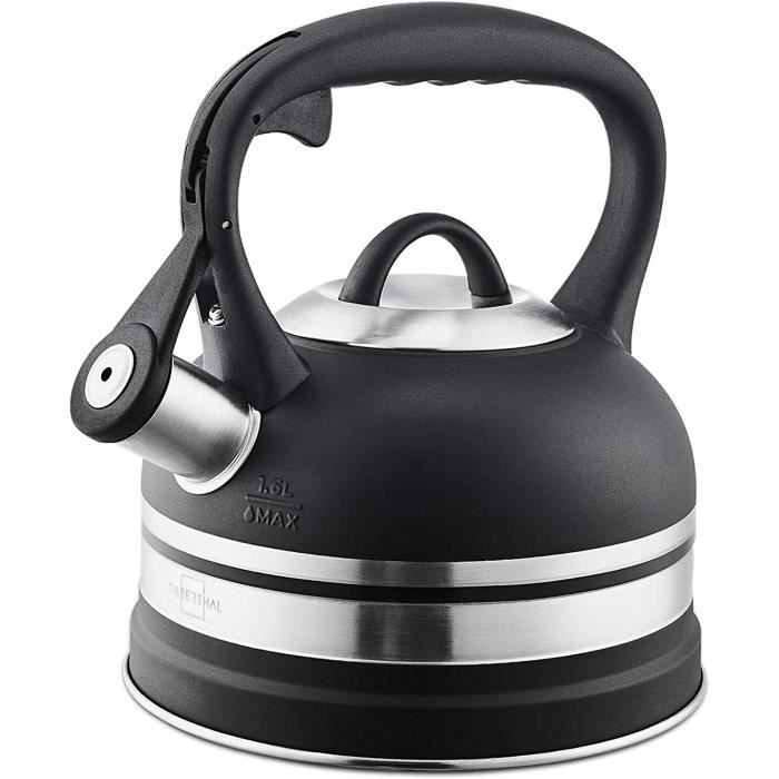 SILBERTHAL Bouilloire Sifflante Induction En Inox 1,6L - Anneau Indicateur de Température - Cuisinière Induction, Gaz, Electriques,