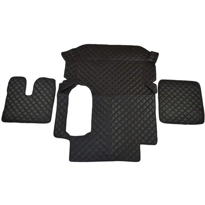 Noir Eco Cuir Tapis + Moteur Housse pour Man TGA Automatique Coté Gauche Camion 3 Pièce