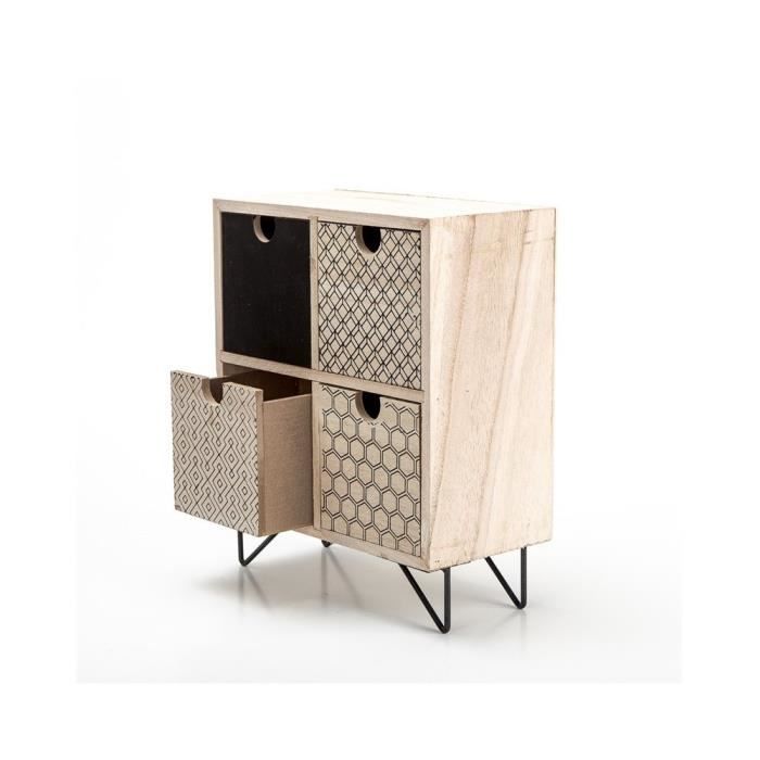 Petit meuble 4 tiroirs bois-ZNS Noir