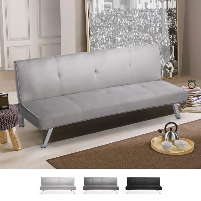 Canapé droit 3 places Blanc Tissu Pas cher Moderne