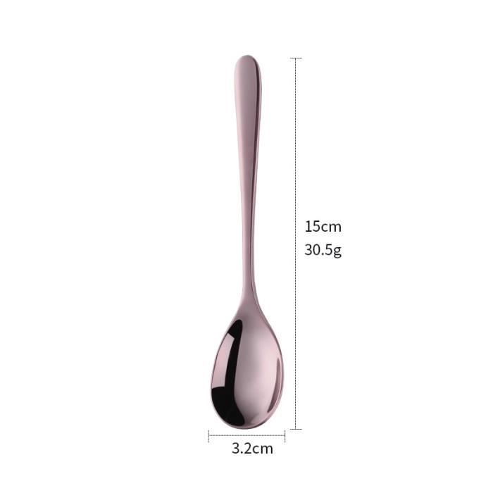 Couverts,Cuillère à glace en acier inoxydable, manche court, cuillères colorées de mélange de fruits pour boissons - Type brown