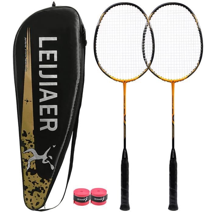 1 paire de Raquette de badminton pour Formation Professionelle Adulte Raquette résistante au carbone Jaune & Noir