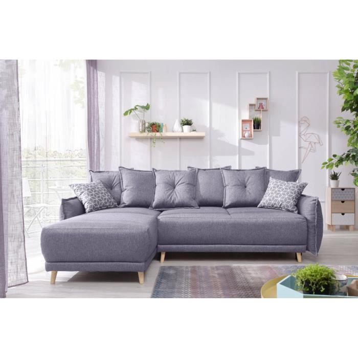 Canapé d'angle Gris Luxe Design Grand