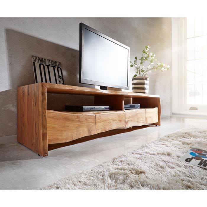 Table-TV Live-Edge acacia nature 190 cm 4 tiroirs bord de l'arbre Lowboard