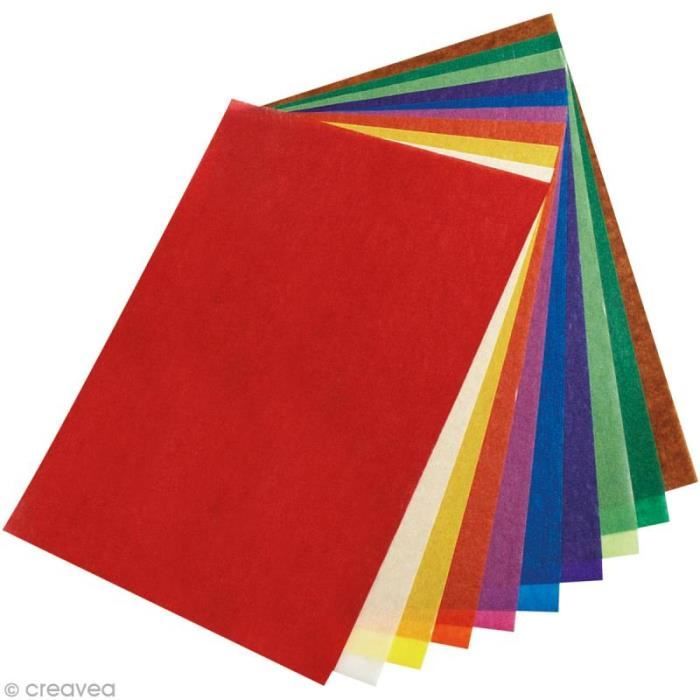 Kit papier transparent - Feuilles multicolores - 10 pcs Assortiment de papiers transparent aux couleurs assorties, - Quantité : 10