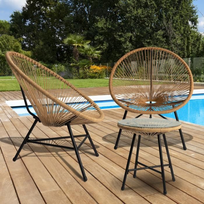 ID MARKET - Salon de jardin IZMIR table et 2