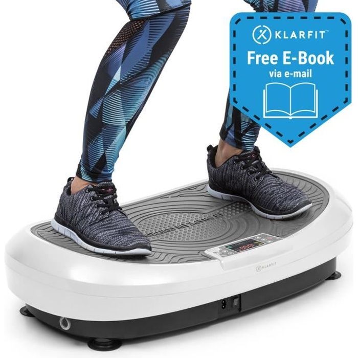 Klarfit VIBE 4DX plateforme vibrante & oscillante cardio fitness avec Ecran d´affichage LCD - 10 modes & 30 vitesses - 440W - blanc