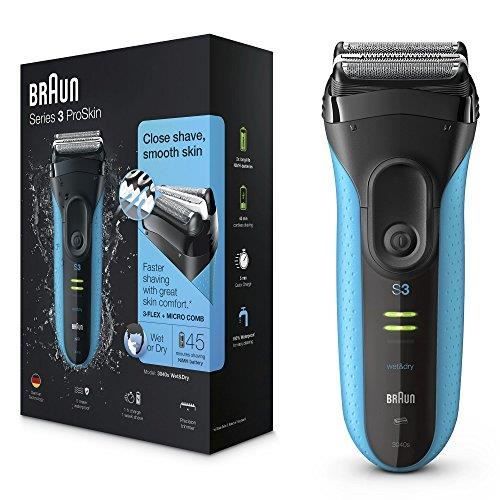Braun Series 3 ProSkin 3040s Rasoir Électrique Homme Barbe, Noir-Bleu - Rasoir Électrique Rechargeable