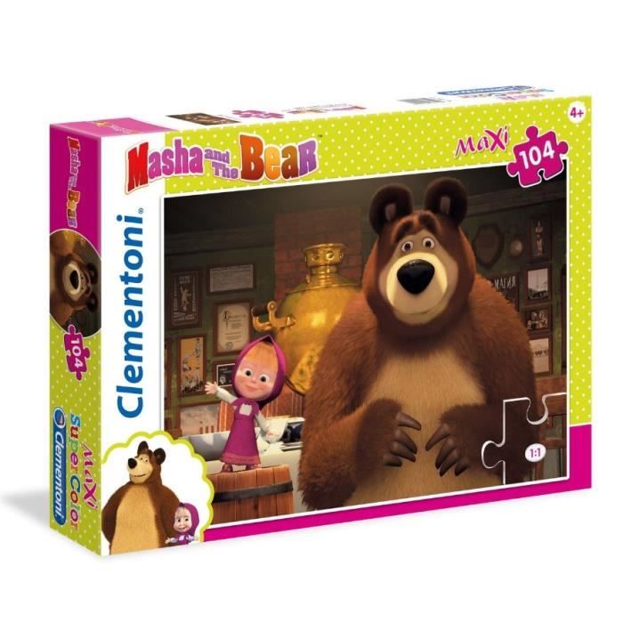 puzzle clementoni Masha et Michka 104 pièces 68x48cm grand format + de 4 ans