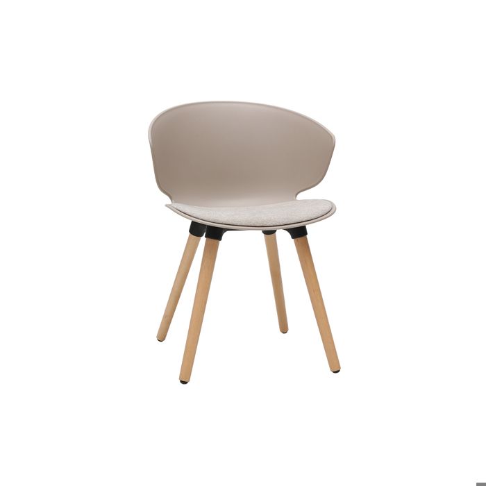 Miliboo - Chaise design taupe et bois clair WING