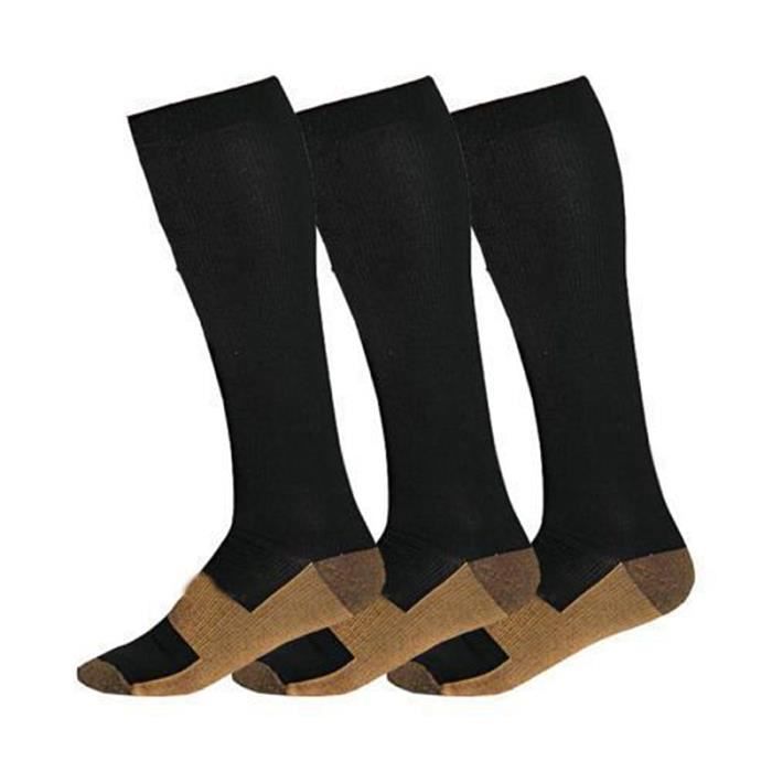 Hommes Femmes Sport Genou Haute Chaussettes Diplômé Bas Chaussettes Compression XXL Blanc