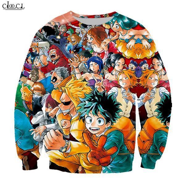 Sweat-Shirt Homme,Sweat-shirt animé pour filles Toga Himiko My Hero academy, avec avertissement imprimé 3D, pour hommes et femmes,