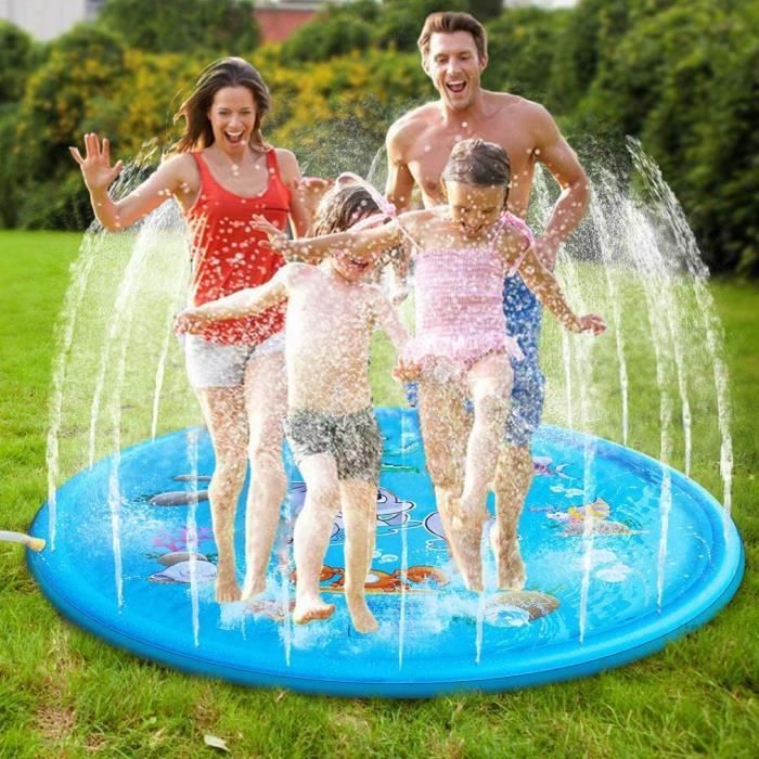 Tapis Enfant de Jet d'eau, 100cm Tapis De Pulvérisation Eau Piscine pour Enfant,Splash Sprinkle Play Pad Mat avec Jet Fontaine