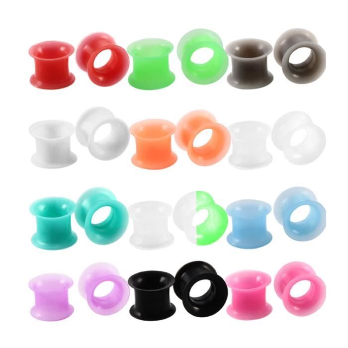 24pcs tunnel en silicone oreille bouchons brancards expandeurs doubles tunnels chaise évasés piercing bijoux PLUG - TUNNEL