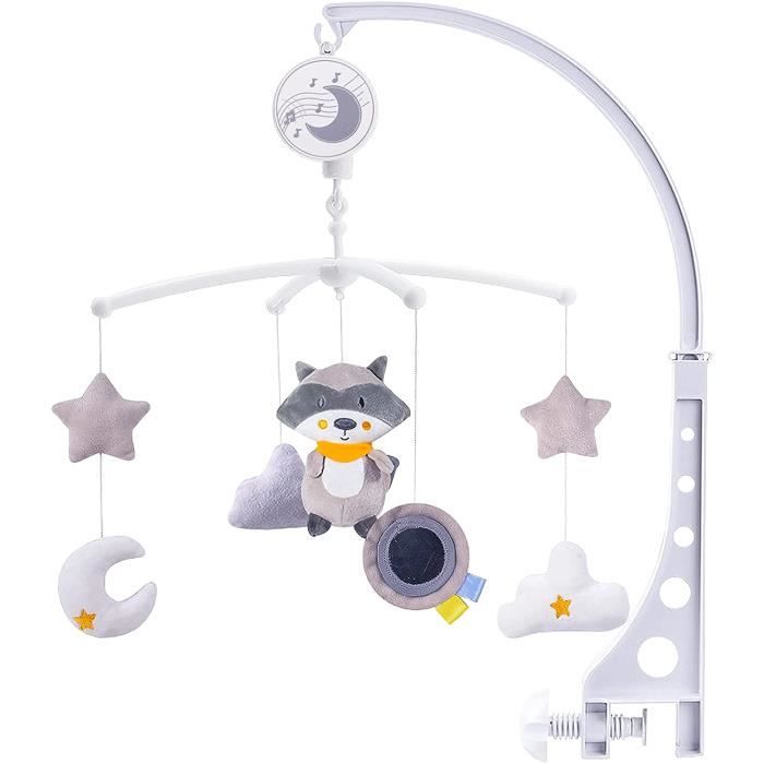 Mobile Musical Berceau Bébé,Mignon Ours en Peluche Carillon Éolien Cloche De Lit pour Bébé Cadeau