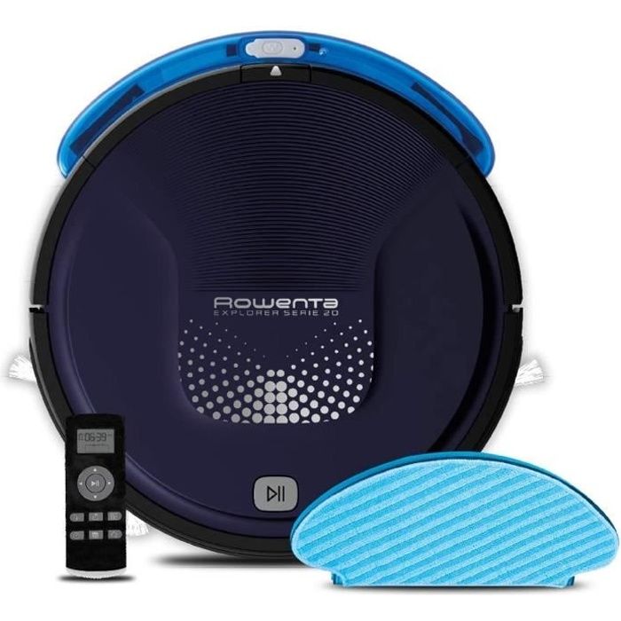 ROWENTA Aspirateur robot laveur, Aspire et Lave les sols, 3 modes de navigation, Capteurs anti-chutes, X-Plorer Serie 20 RR6871WH