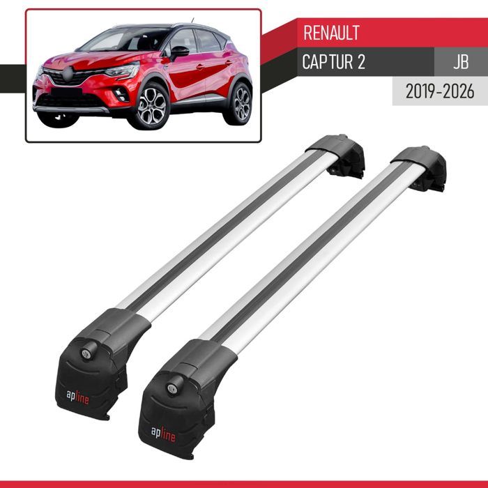 Barres De Toit Renault Captur 2 Accessorypart Compatible Avec Renault Captur 2 2019-2025 Hook Model Barres De Toit Railing Porte-Bagages De Voiture Gris Aluminium 2 Barres Charge Max 75 Kg Dynamique